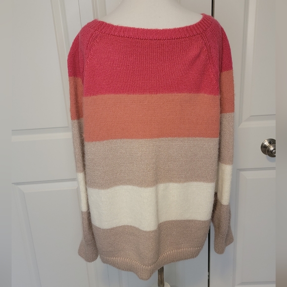 Loft Plus Women's Plus Size Striped Color-block Crewneck Sweater - 14 - Picture 6 of 9